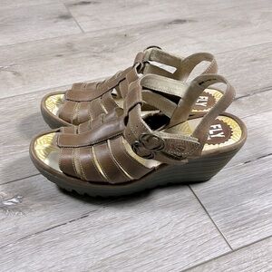 Fly London Brown Gladiator Sandals Size EU 38 
US 7.5-8.